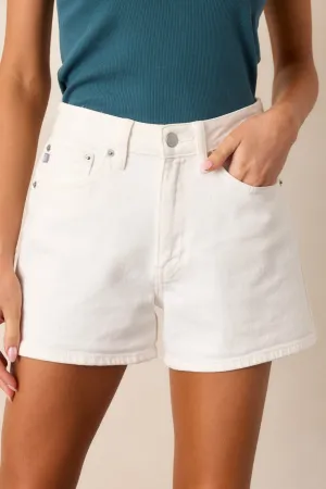 A Sight To See White Denim Shorts