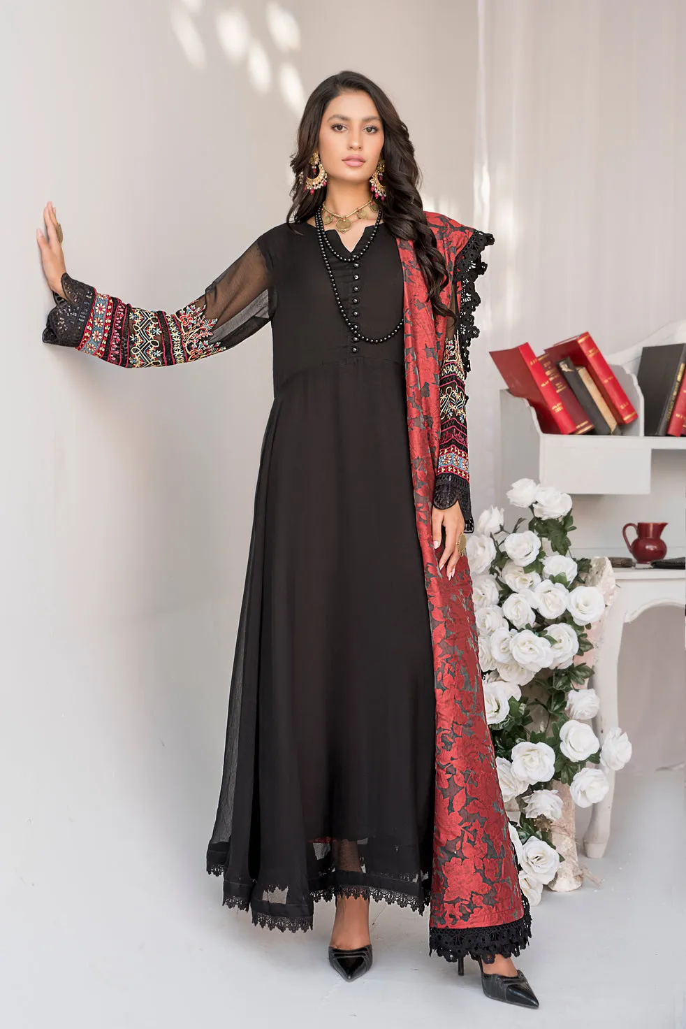 ALEEZAY FORMAL CHIFFON LONG FROCK 09