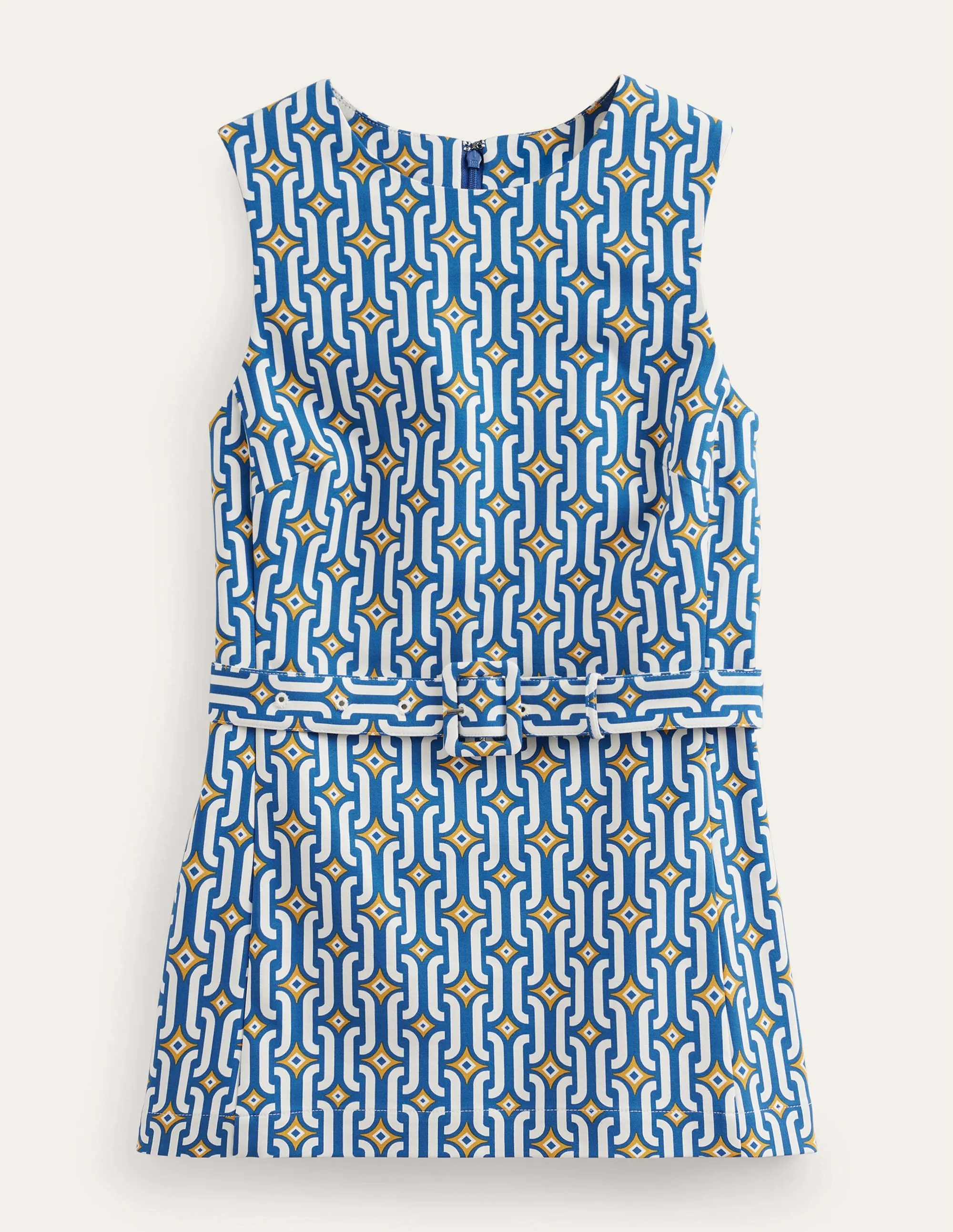 Belted Co-ord Top-Sapphire, Azure Geo