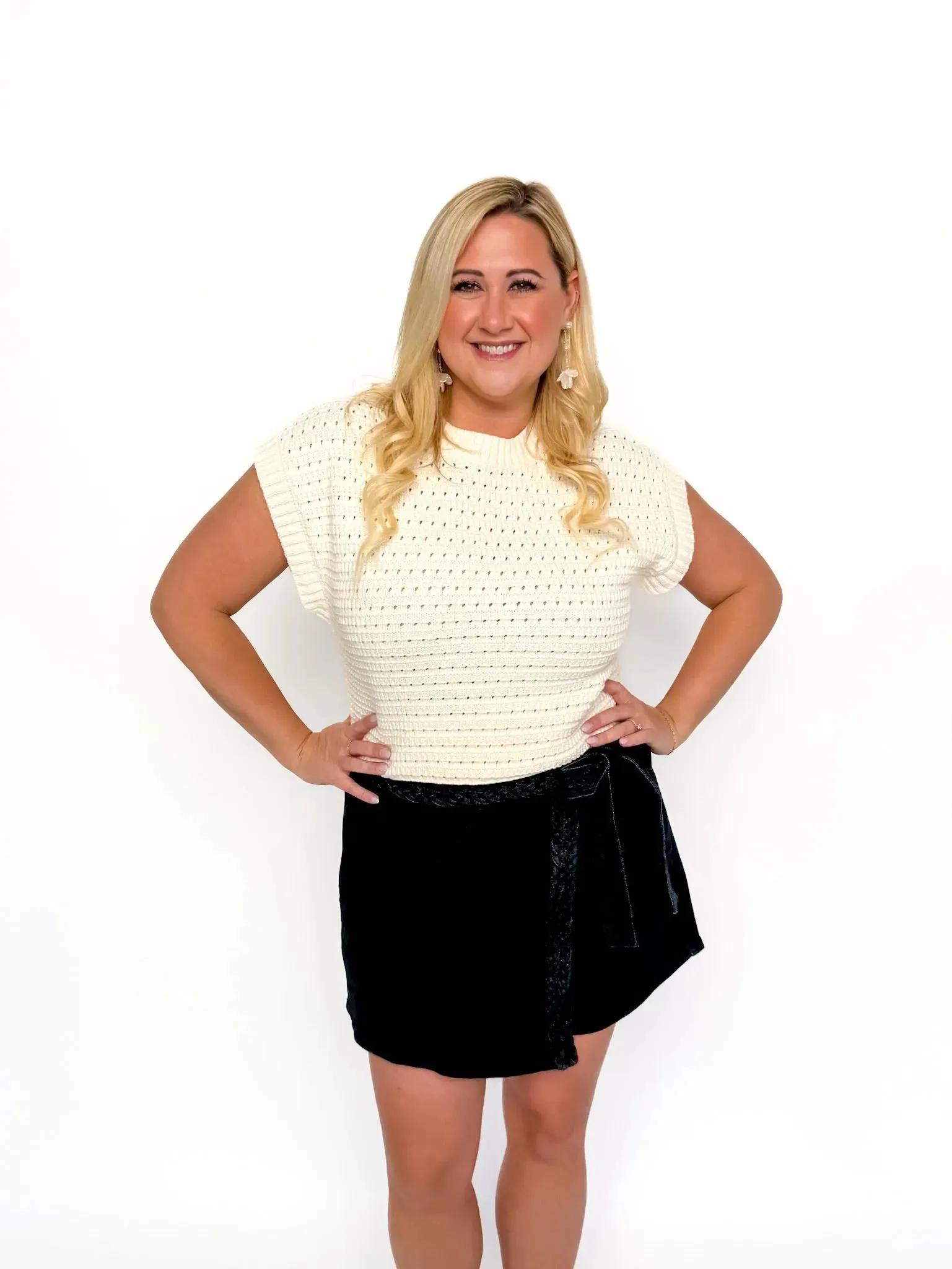 Black Denim Wrap Skort