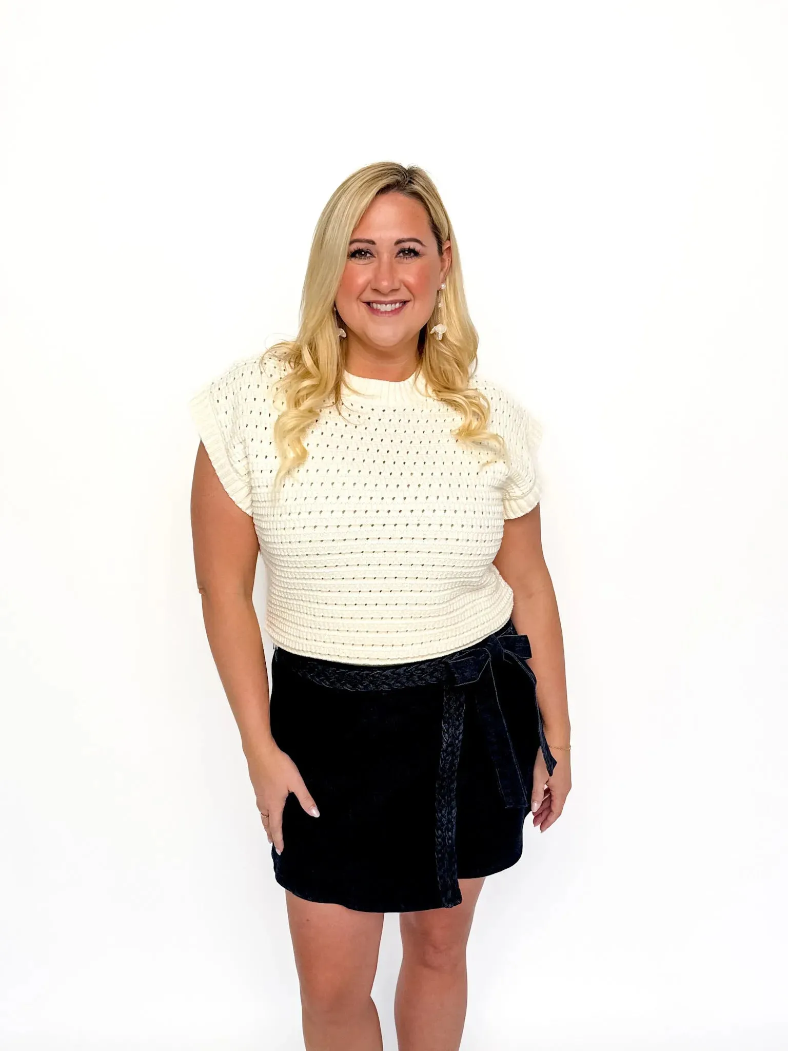 Black Denim Wrap Skort