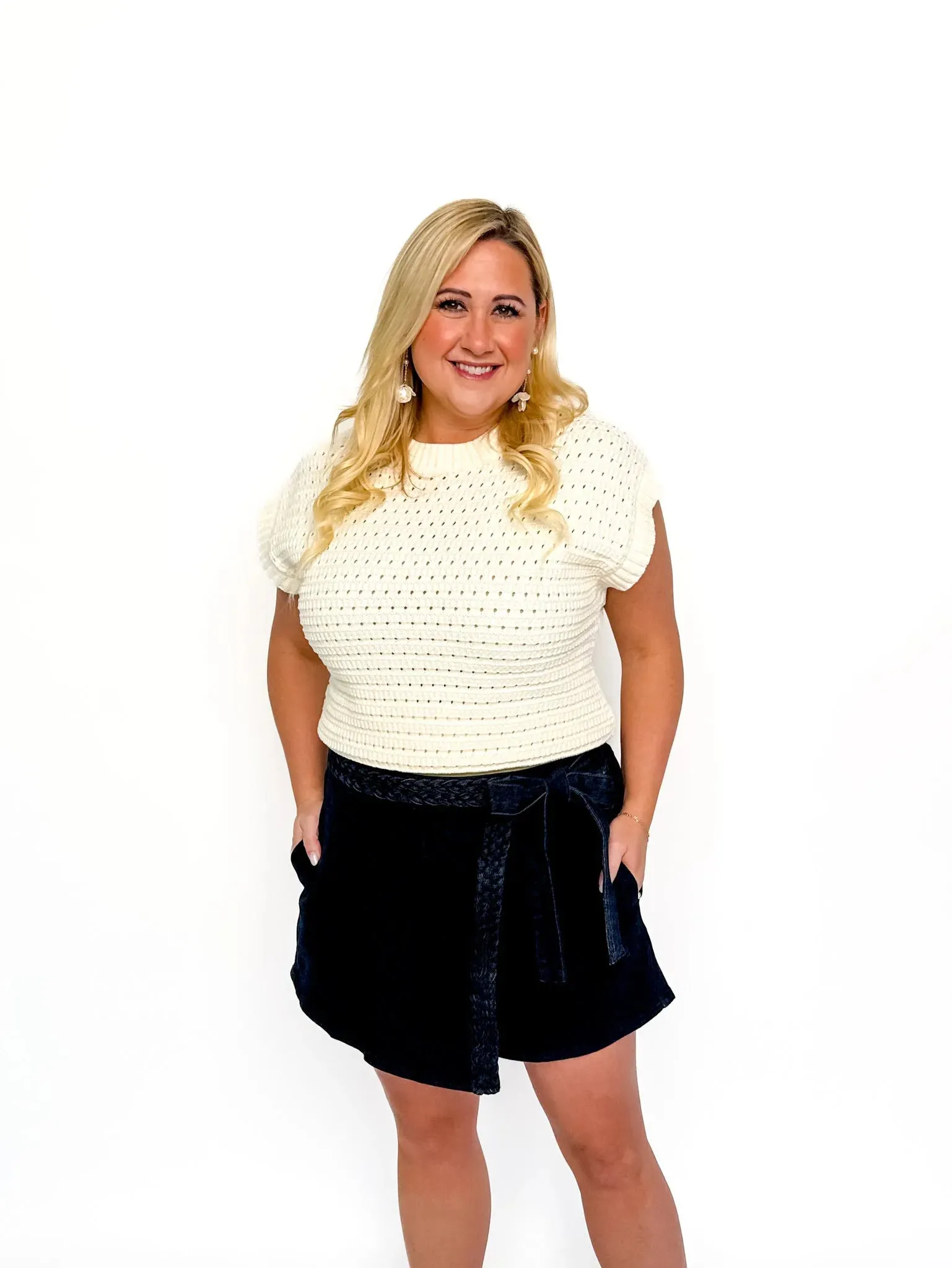 Black Denim Wrap Skort