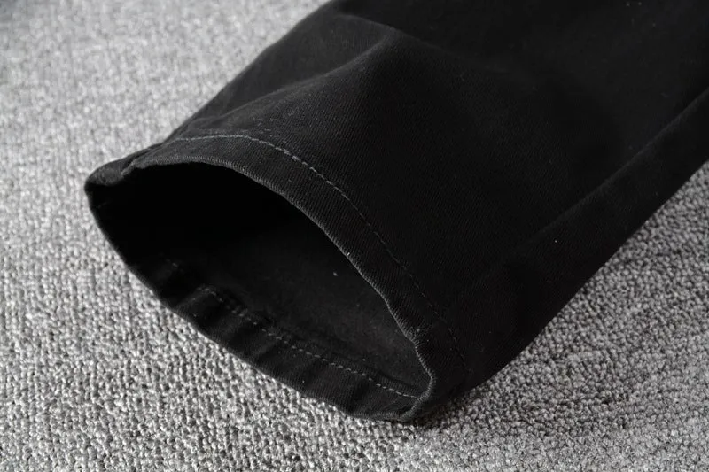 Black Trendy Men Cross Patchwork Decorated Jeans