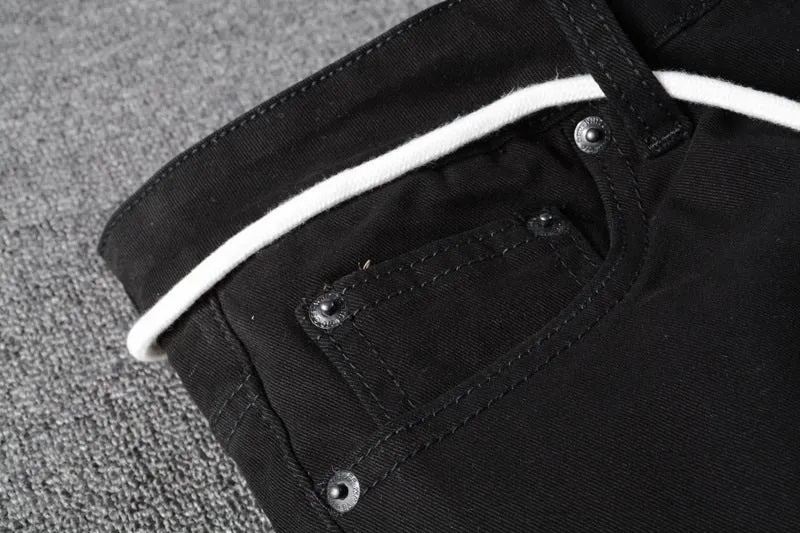 Black Trendy Men Cross Patchwork Decorated Jeans