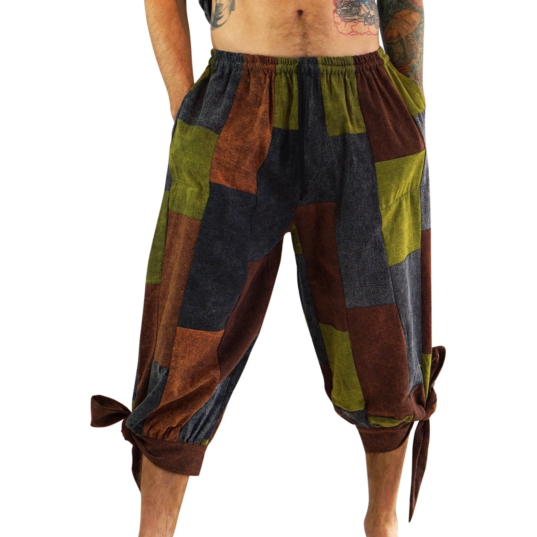 'Buccaneer' Pirate Pants - Stone Patchwork