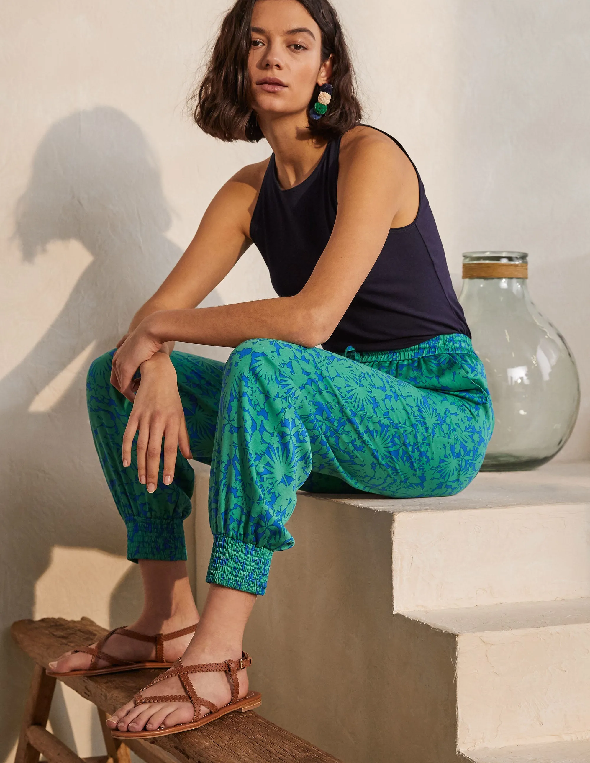 Cecilia Cuffed Trousers-Summit, Jungle Floral