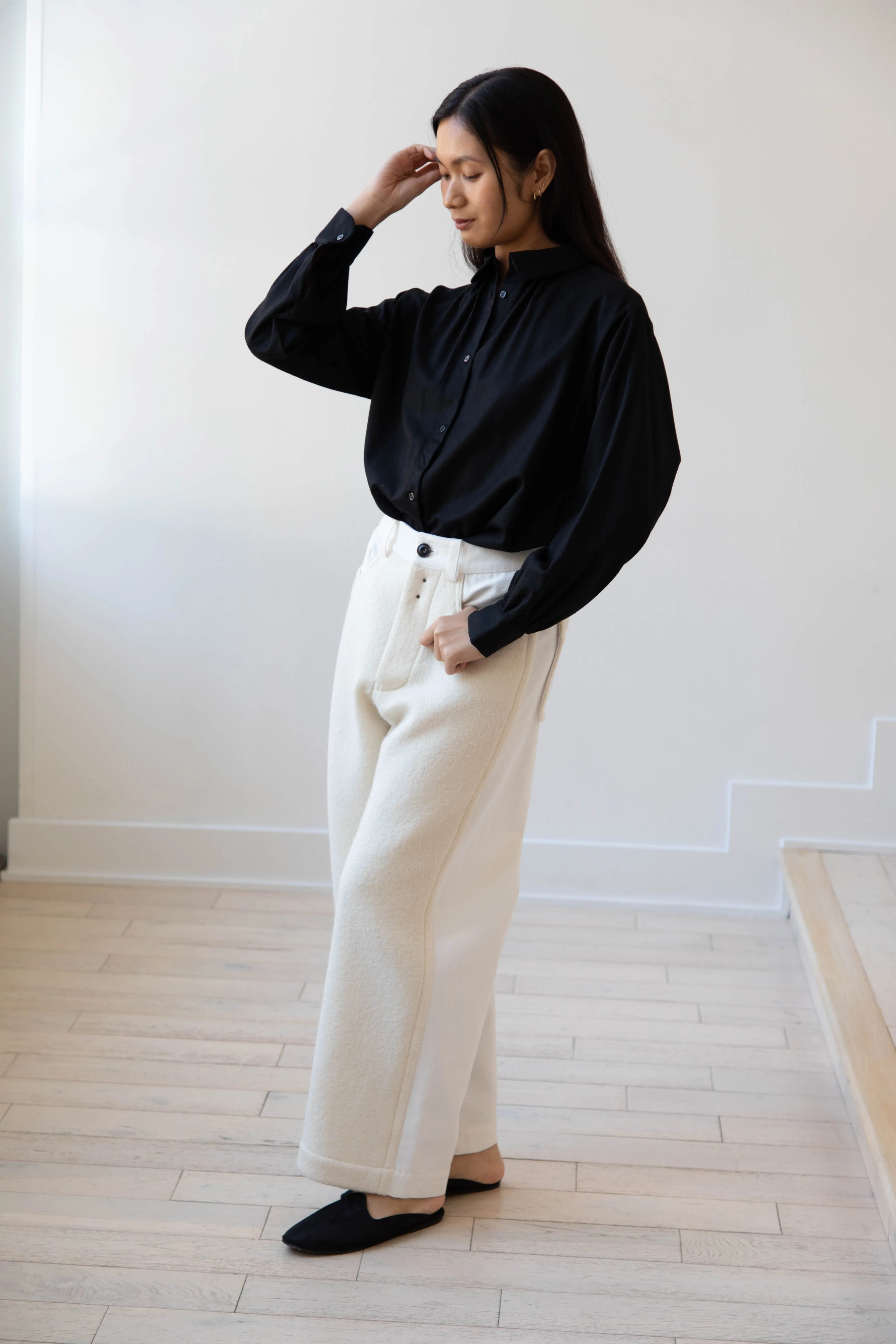 École de Curiosités | Peg Pants in White & Ecru