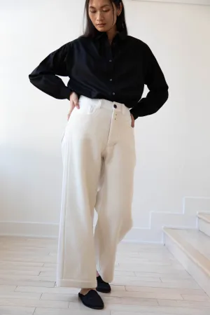 École de Curiosités | Peg Pants in White & Ecru