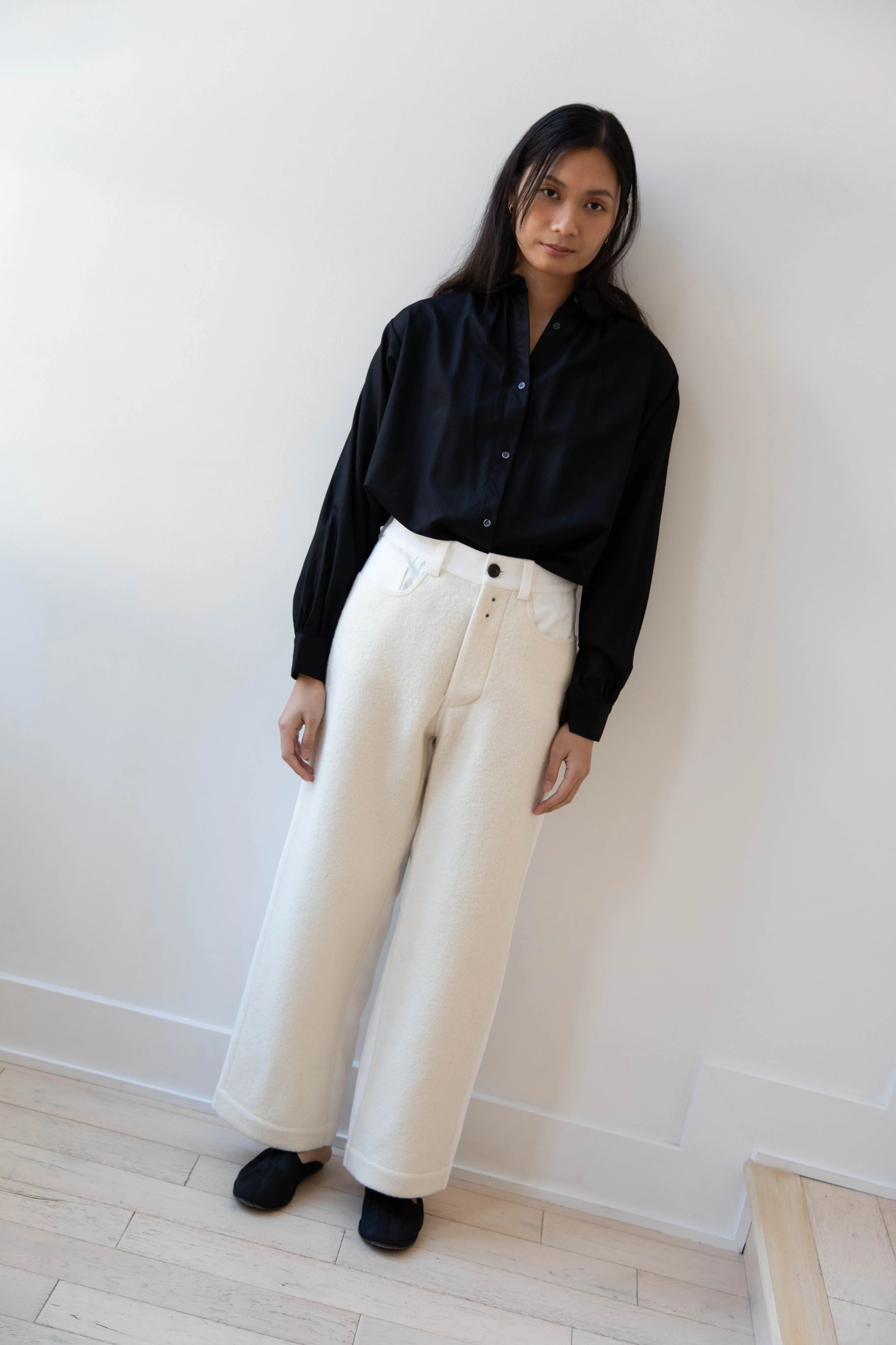 École de Curiosités | Peg Pants in White & Ecru