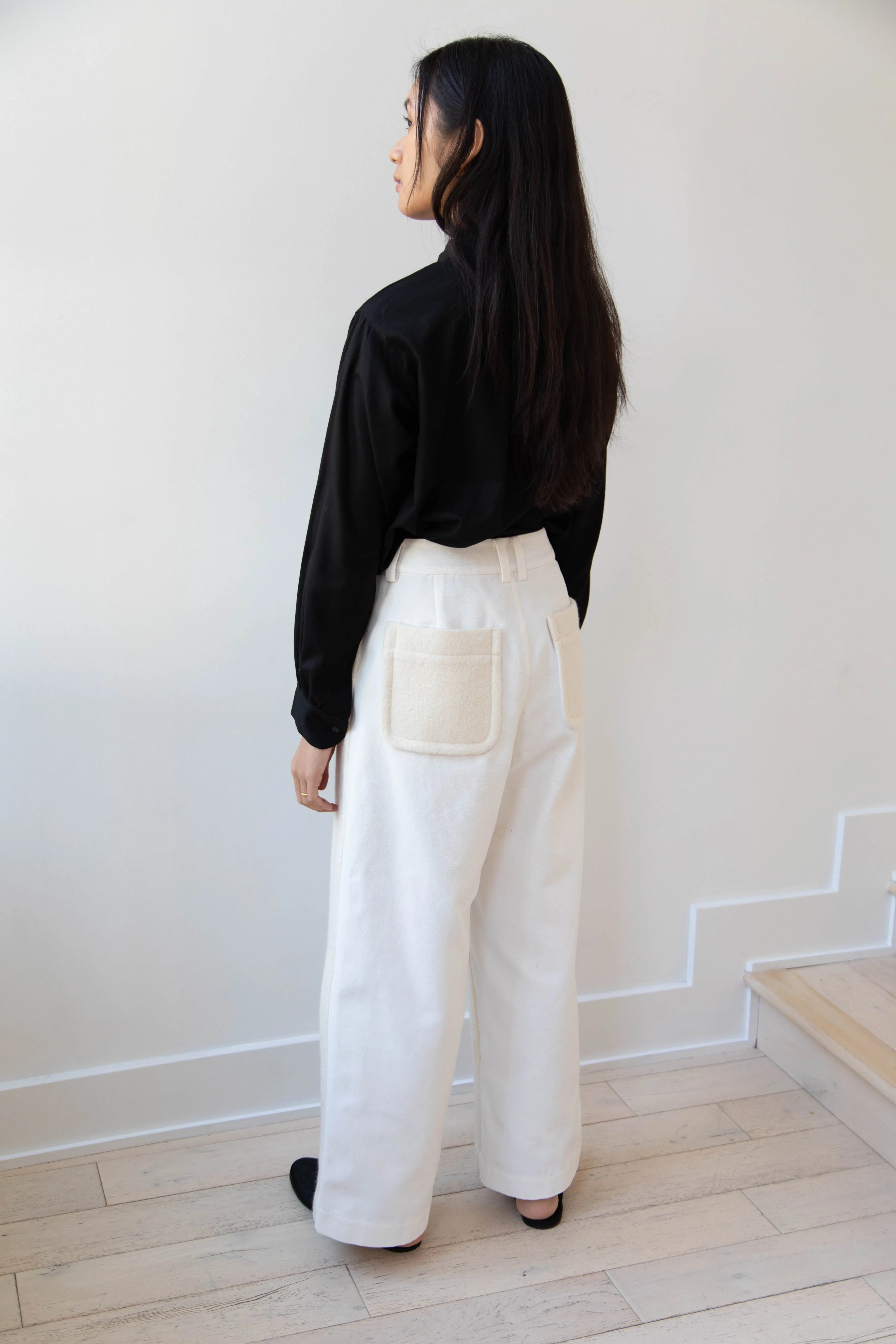École de Curiosités | Peg Pants in White & Ecru