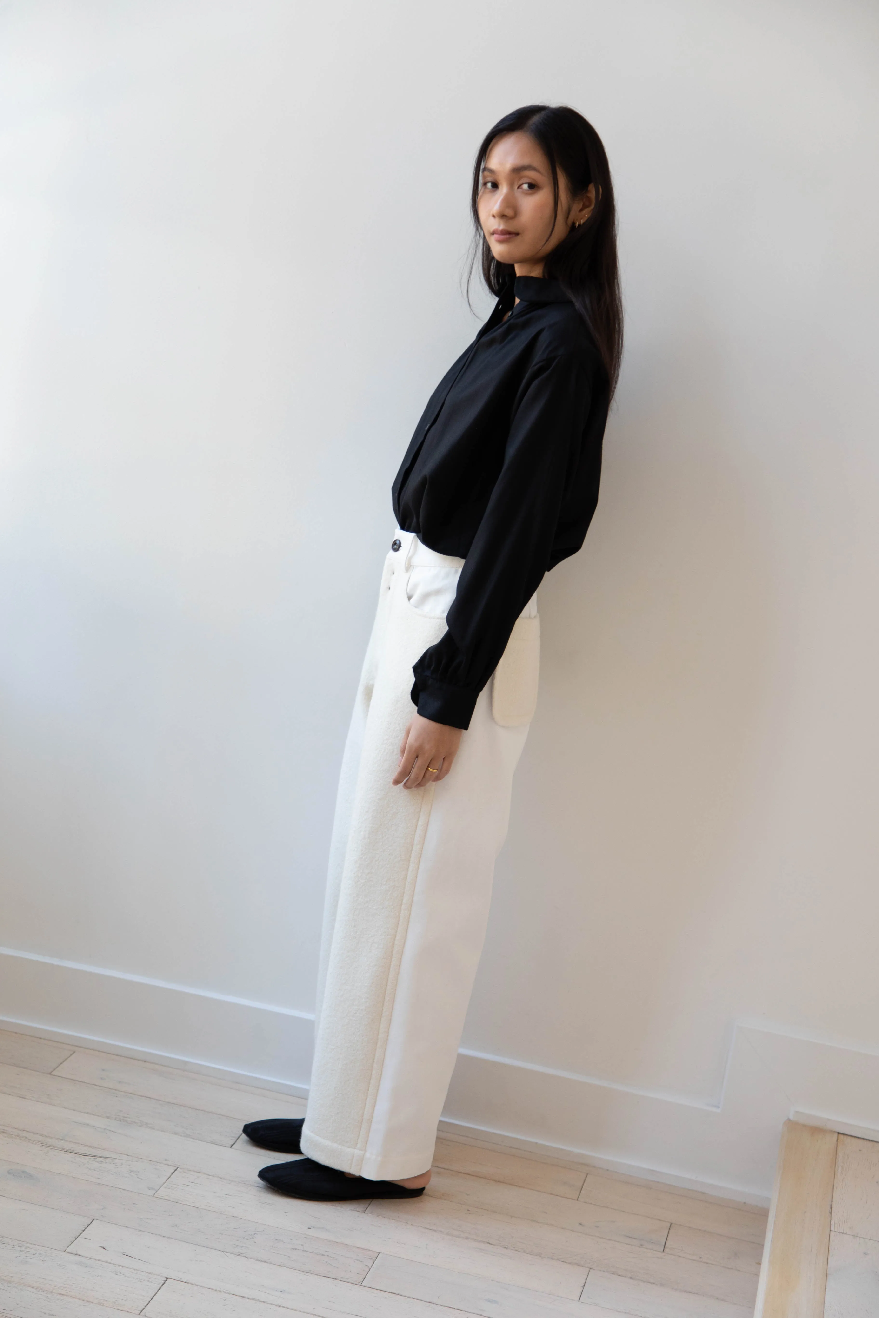 École de Curiosités | Peg Pants in White & Ecru