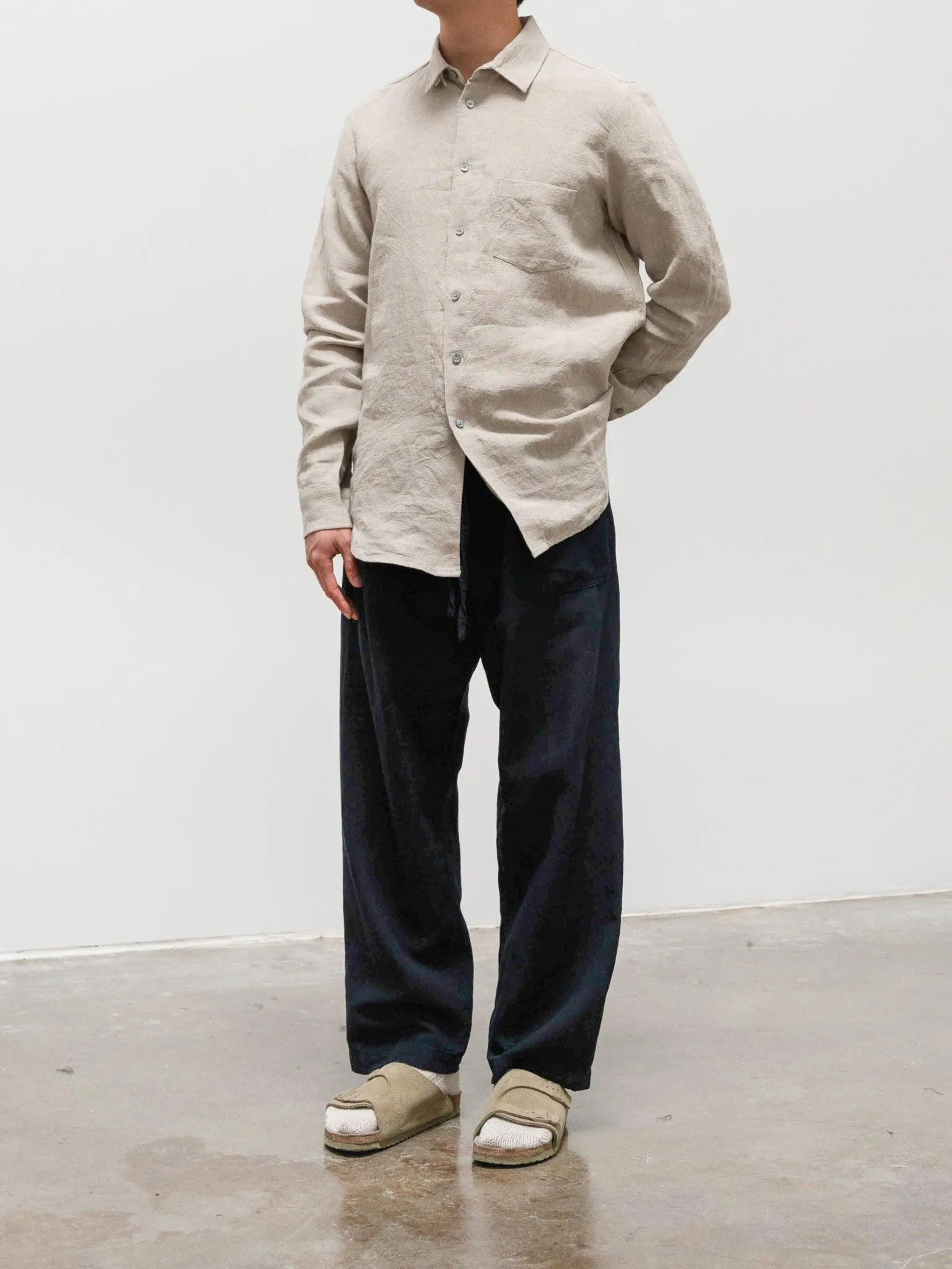 Co/Li/Silk Safari Mesh Easy Pants - Navy