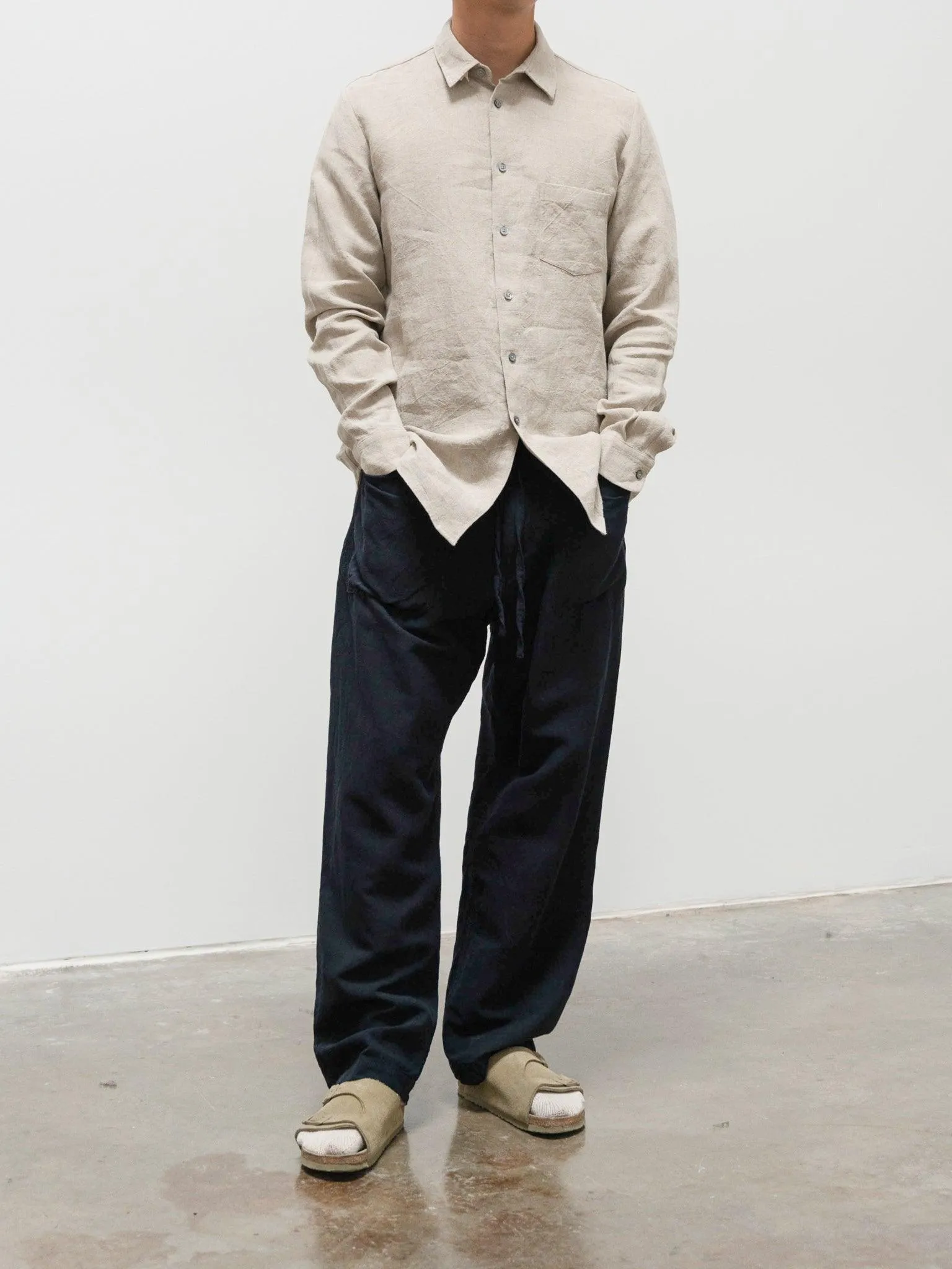 Co/Li/Silk Safari Mesh Easy Pants - Navy