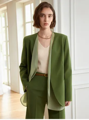 Collection of high-end, retro trousers, crafted with a drape high waist short suit set- Colo