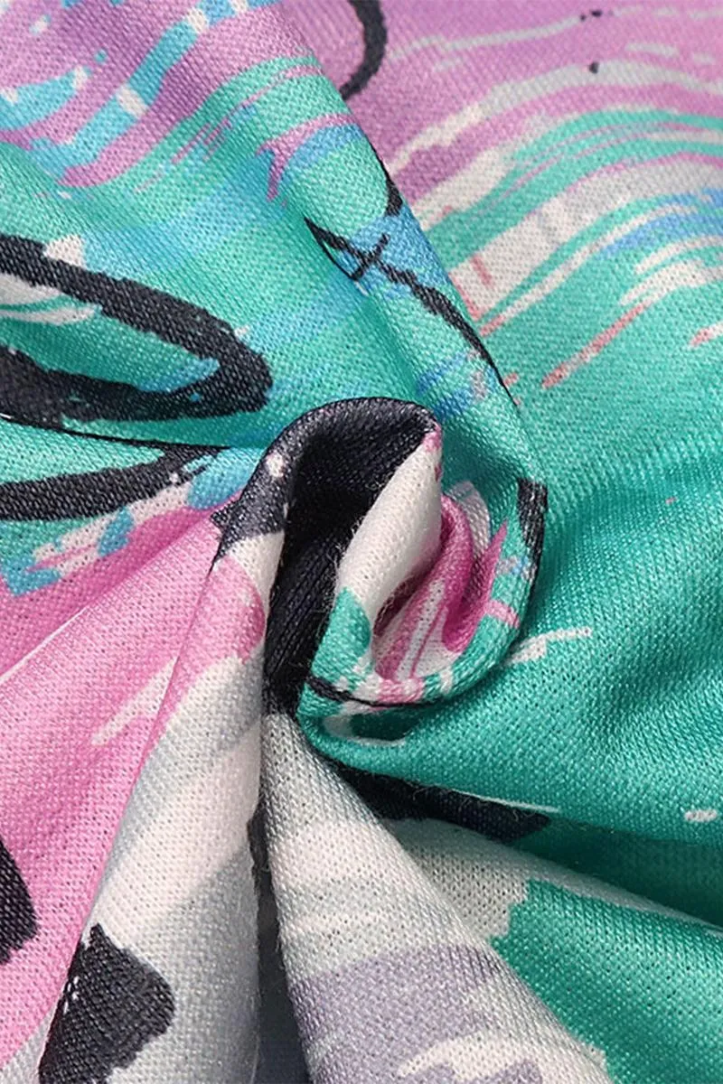 COLORING DRAWSTRING LOOSE ROLL UP SHORTS