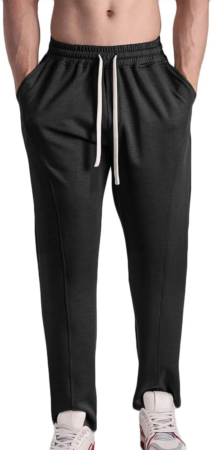 Cotton Lightweight Slim Fit Sweatpants for Men Elastic Waist Drawstring Quick Dry Breathable Pant Training Pants