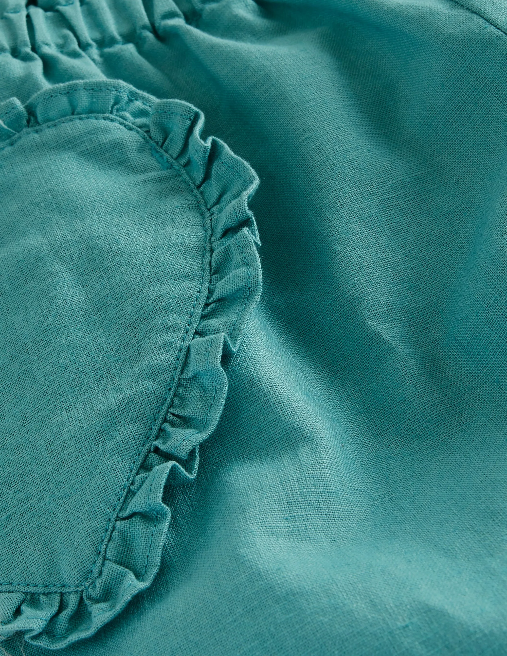 Cotton Linen Pull-on Trousers-Corsica Blue