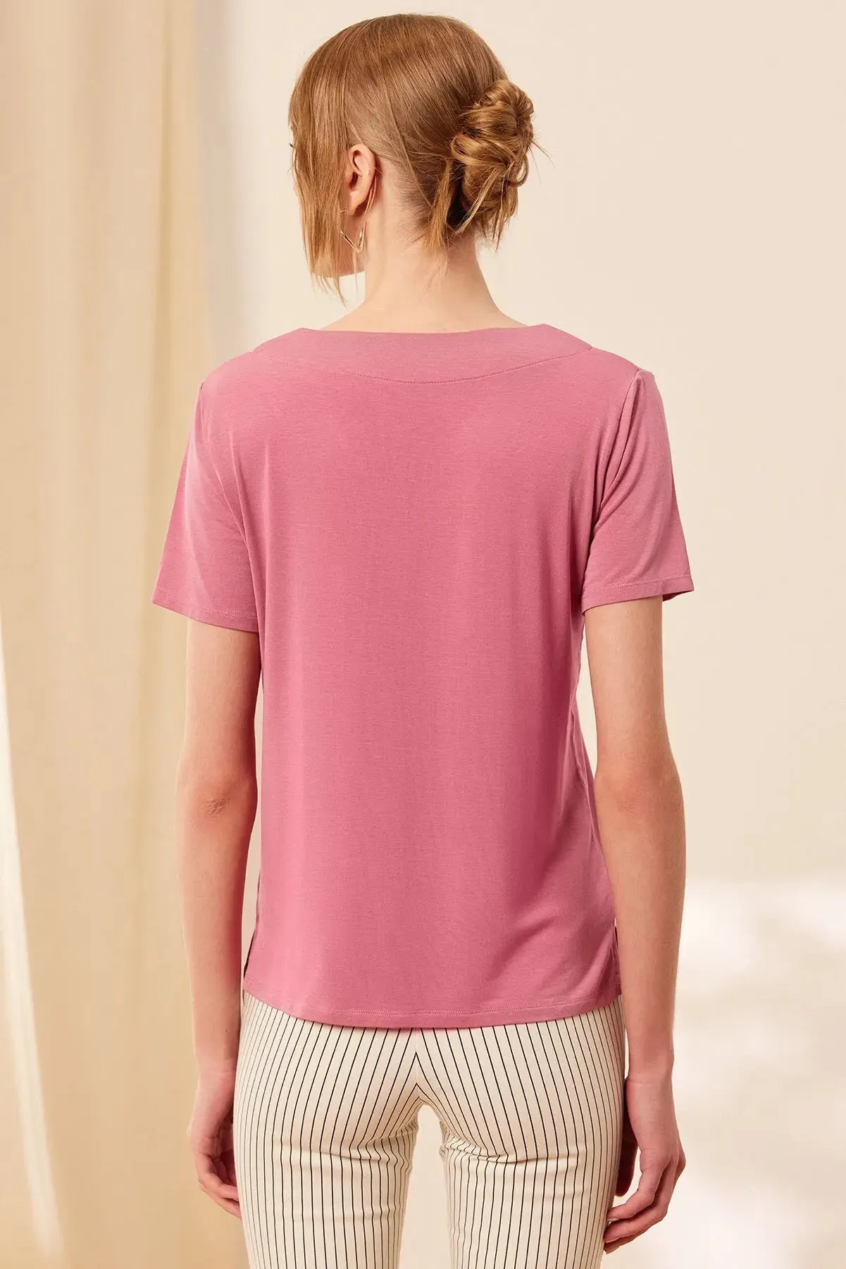 Dusty Rose Modal Tracy V-Neck Women's T-Shirt