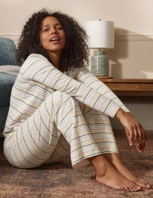 Emma Pyjama Bottoms-Pale Lemon and Heath Stripe