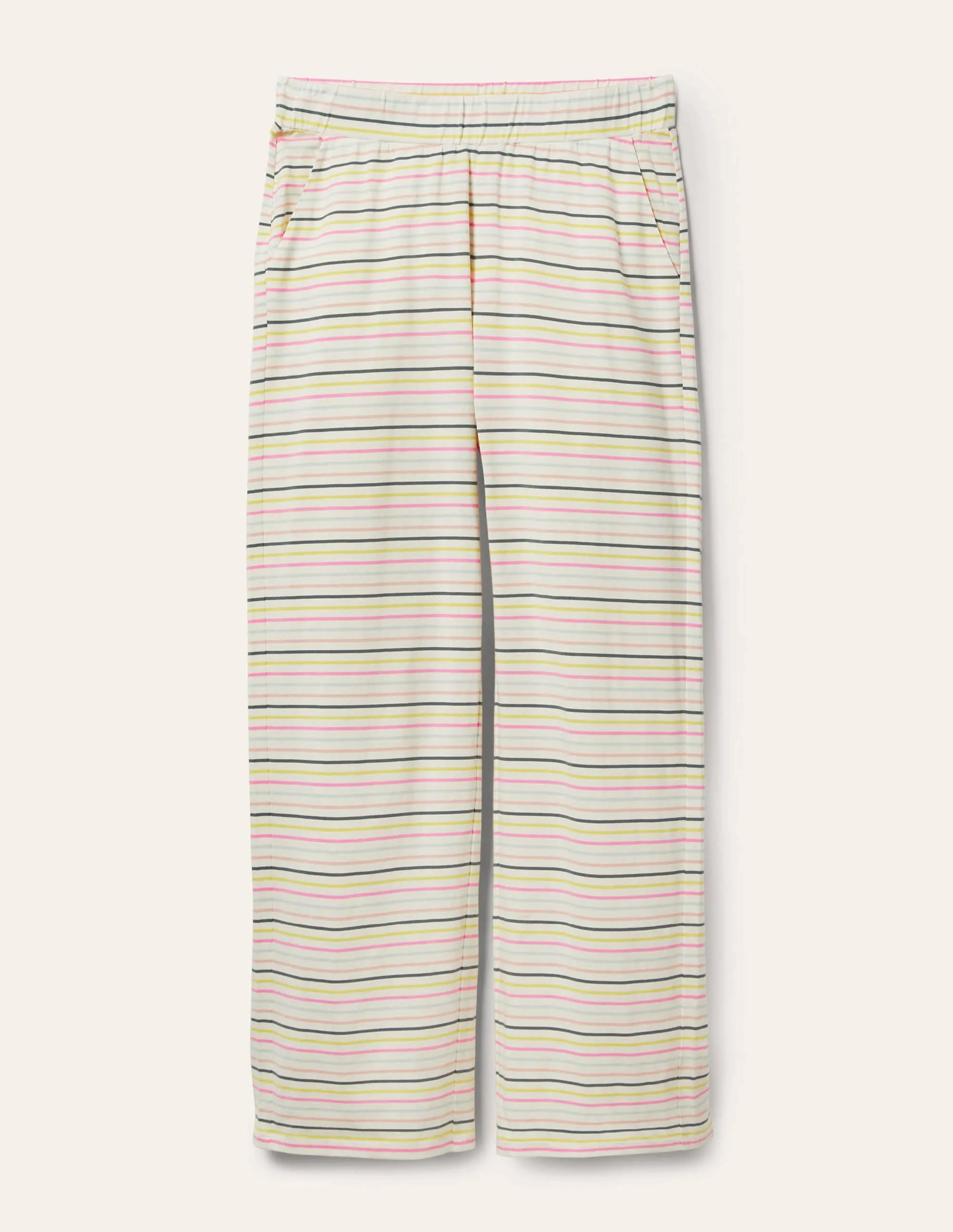 Emma Pyjama Bottoms-Pale Lemon and Heath Stripe