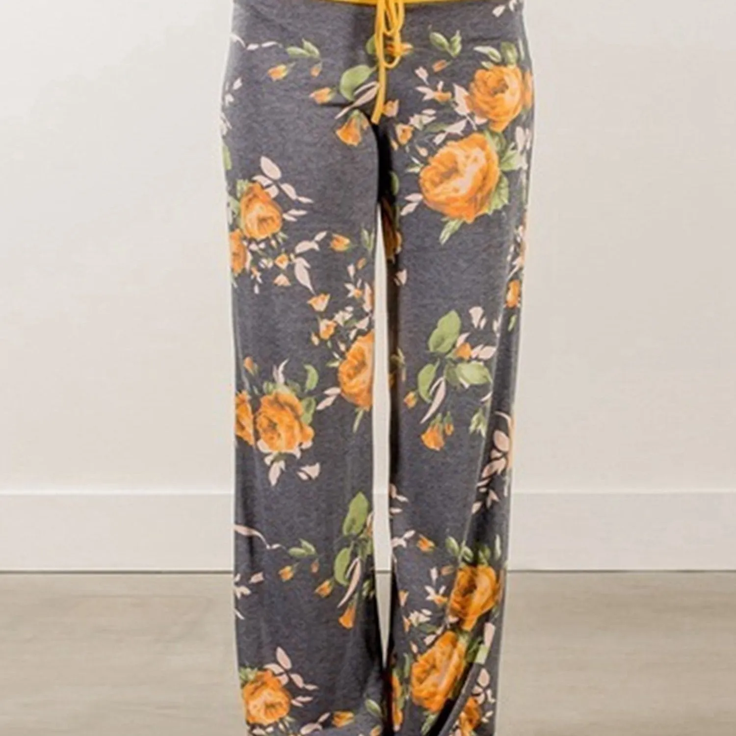 Floral Print Drawstring High Waist Wide Leg Casual Every Day Pants