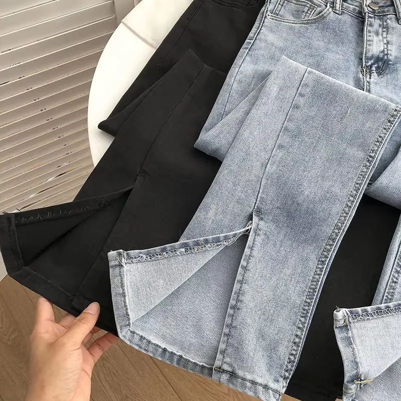 Flytonn-cute winter outfits casual winter outfits christmas outfit party look inspos High Waist Slit Cut Long Jeans Pants