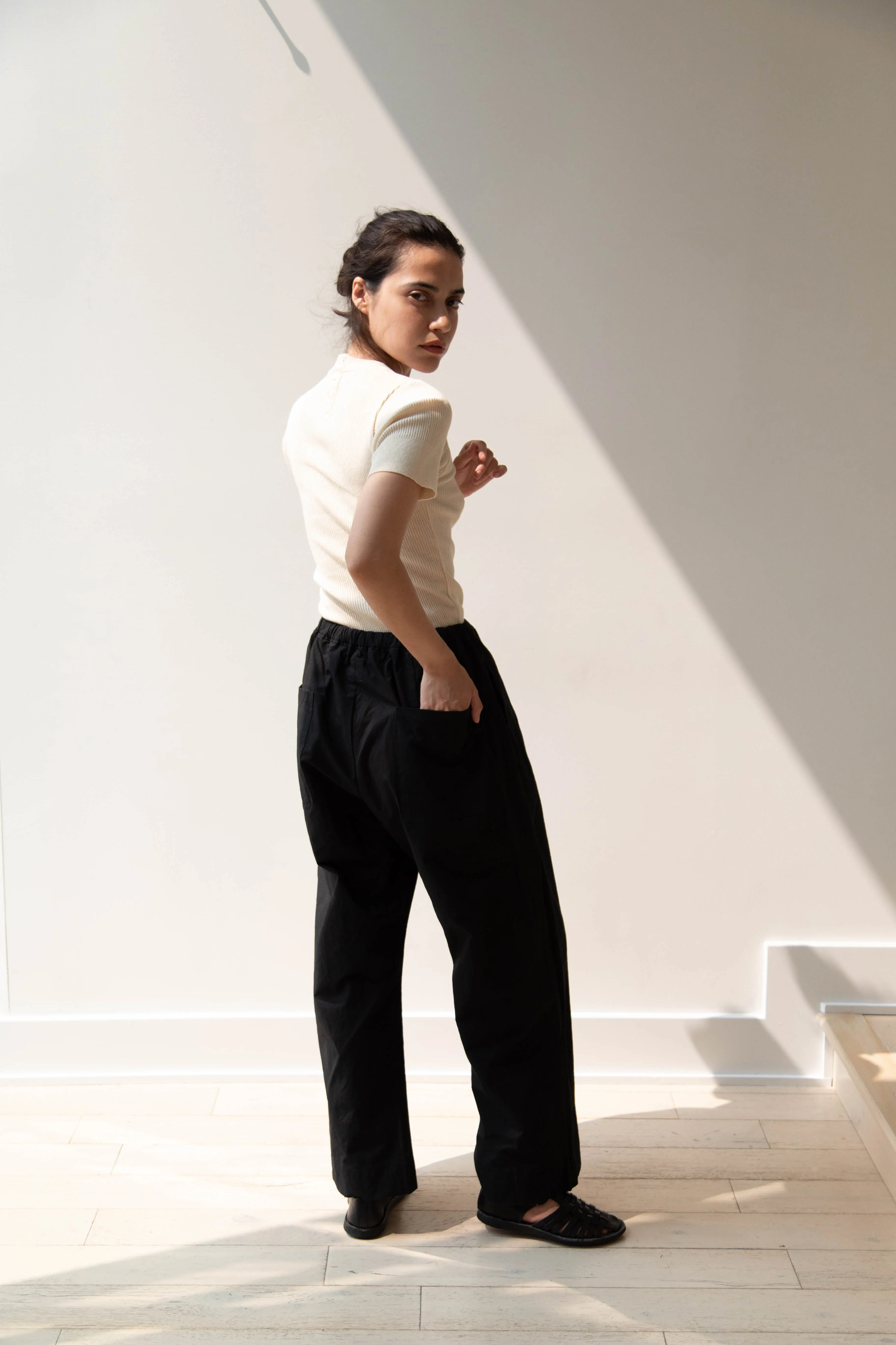 Gauze | Atelier Pant in Black Cotton