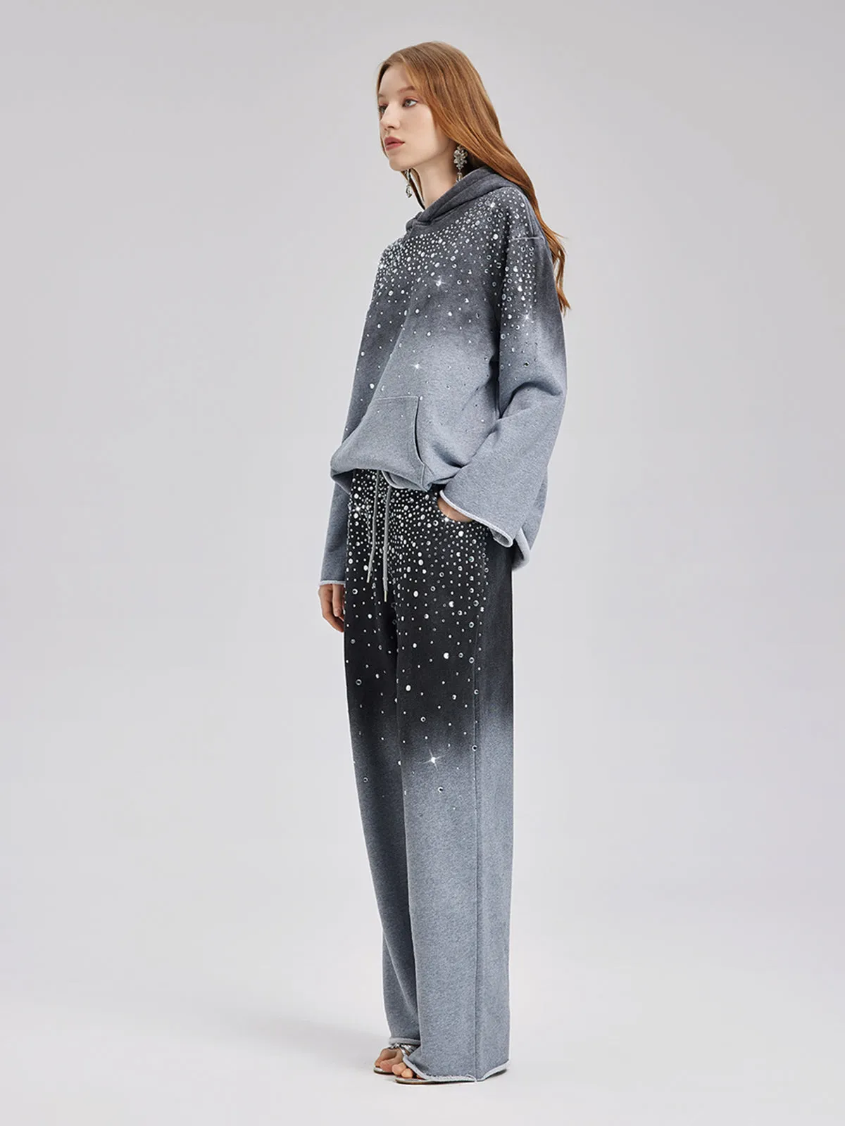 Gradient Starry Beaded Knit Pants