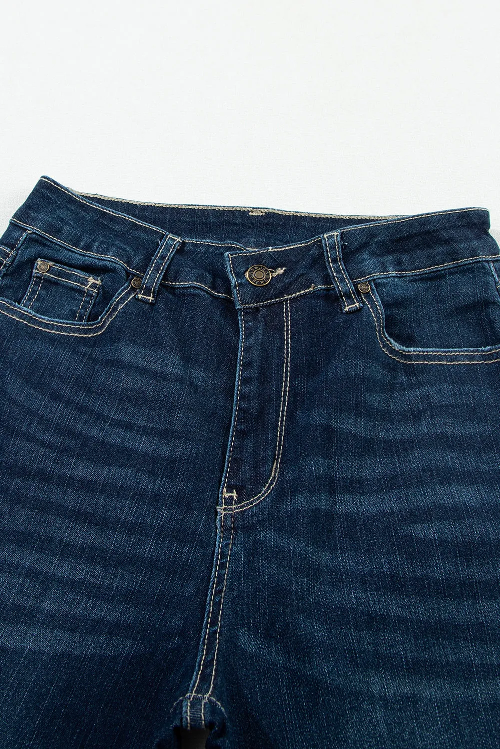 High Rise Ripped Bell Bottom Jeans