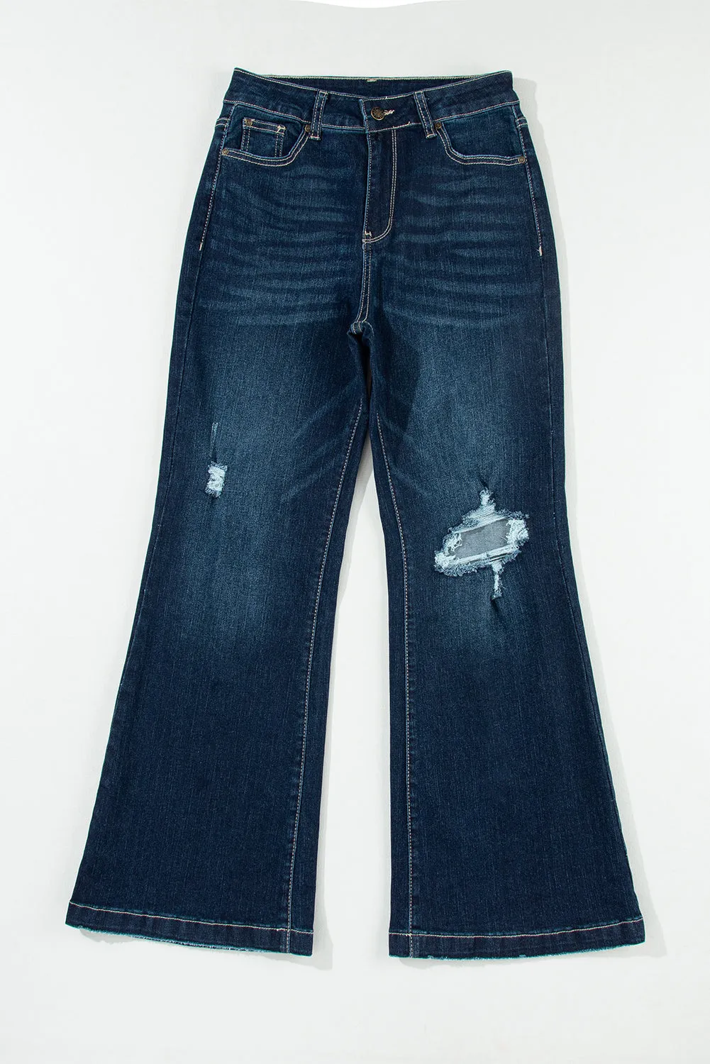 High Rise Ripped Bell Bottom Jeans