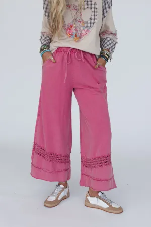 Just Breathe Wide Leg Pants - Red