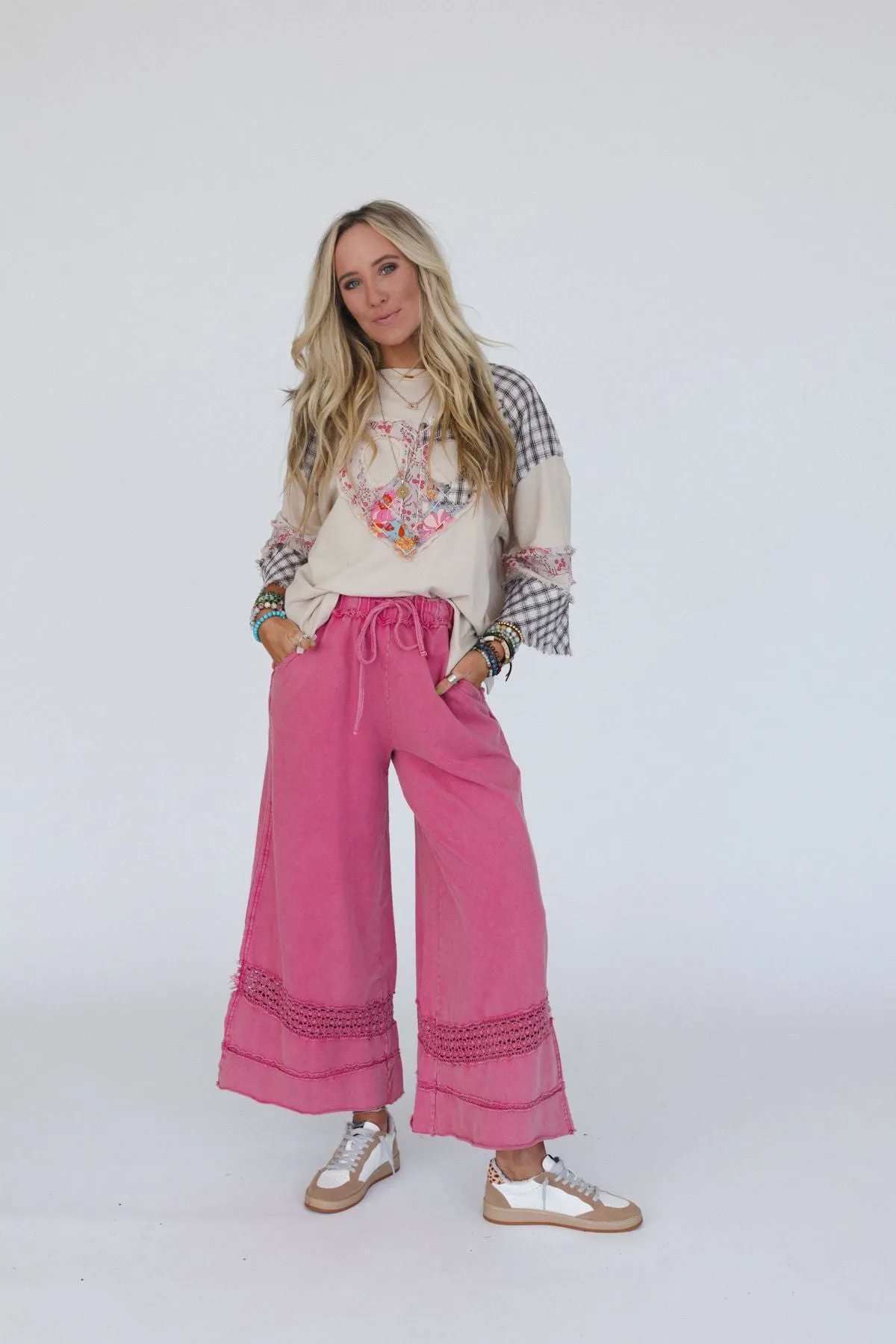 Just Breathe Wide Leg Pants - Red