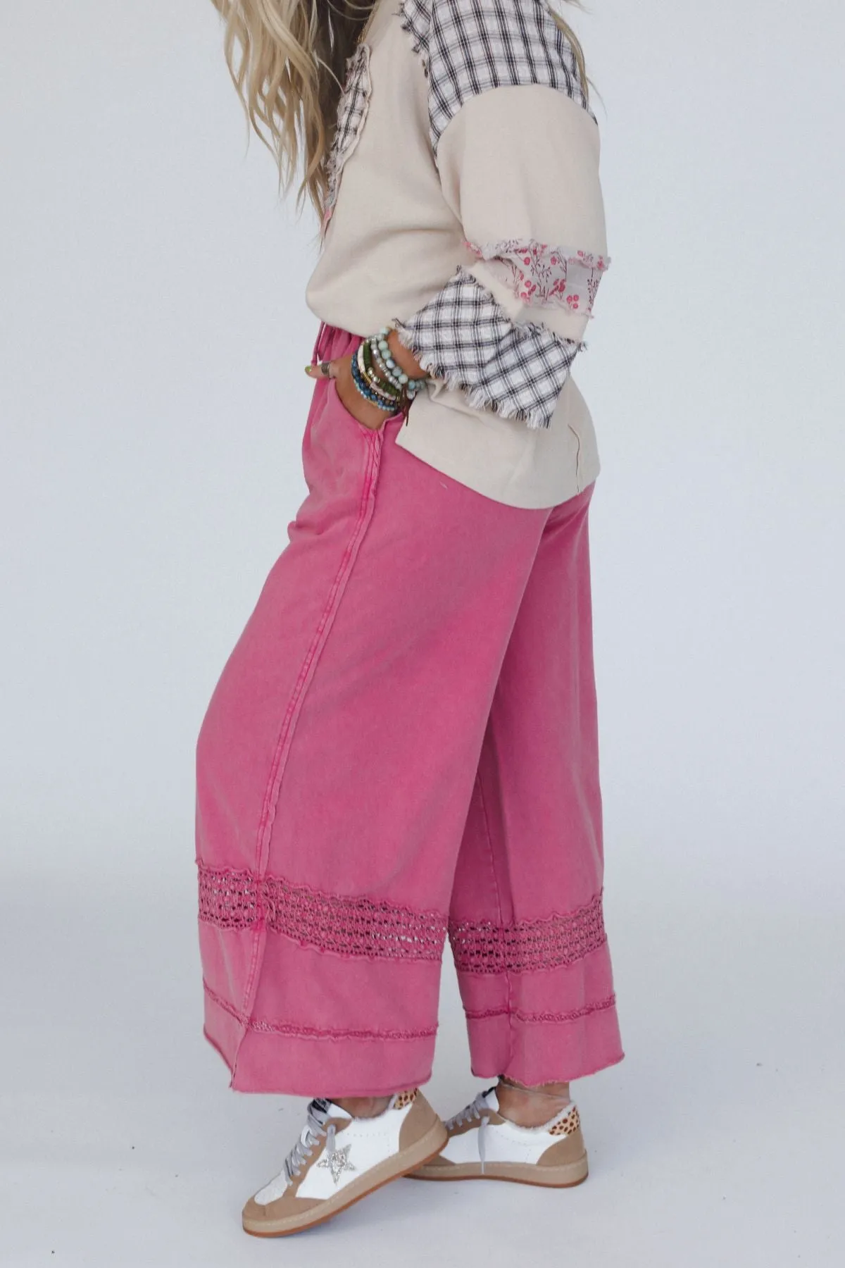 Just Breathe Wide Leg Pants - Red