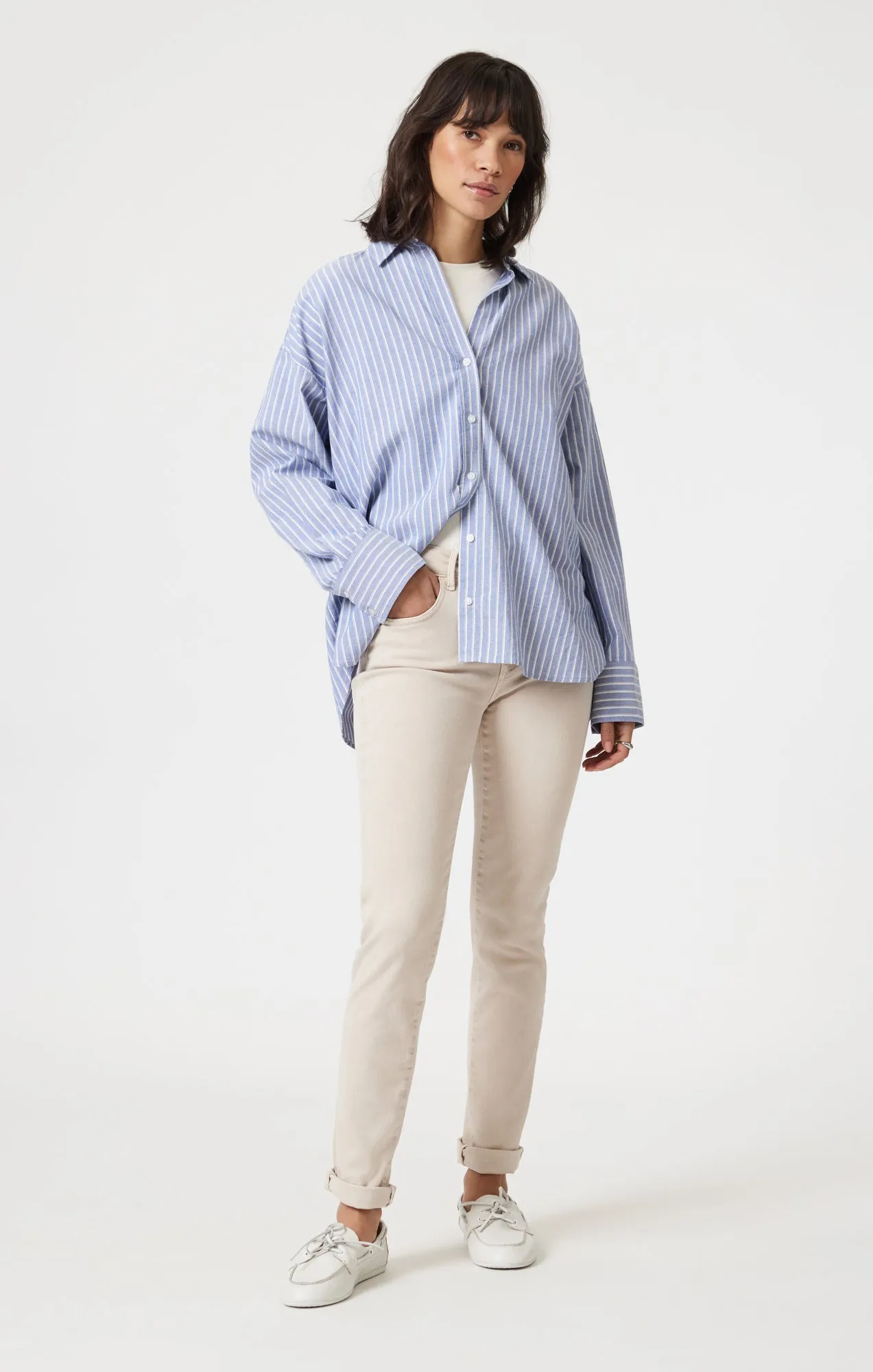 KATHLEEN SLIM BOYFRIEND IN BEIGE FLEX BLUE