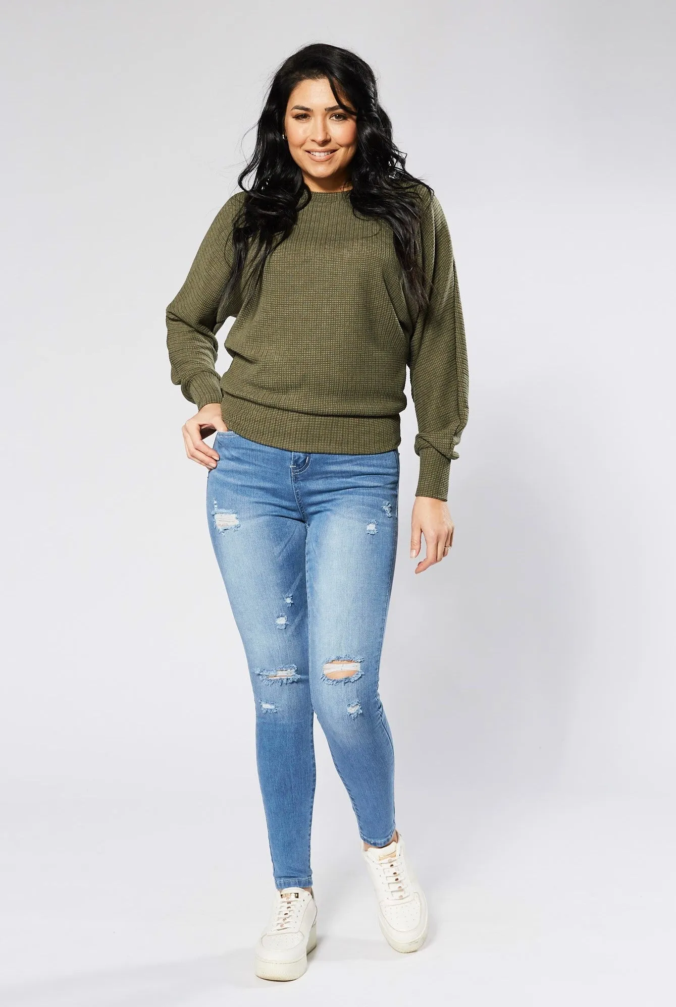 Kylie Ripped Skinny Jeans - Blue Wash