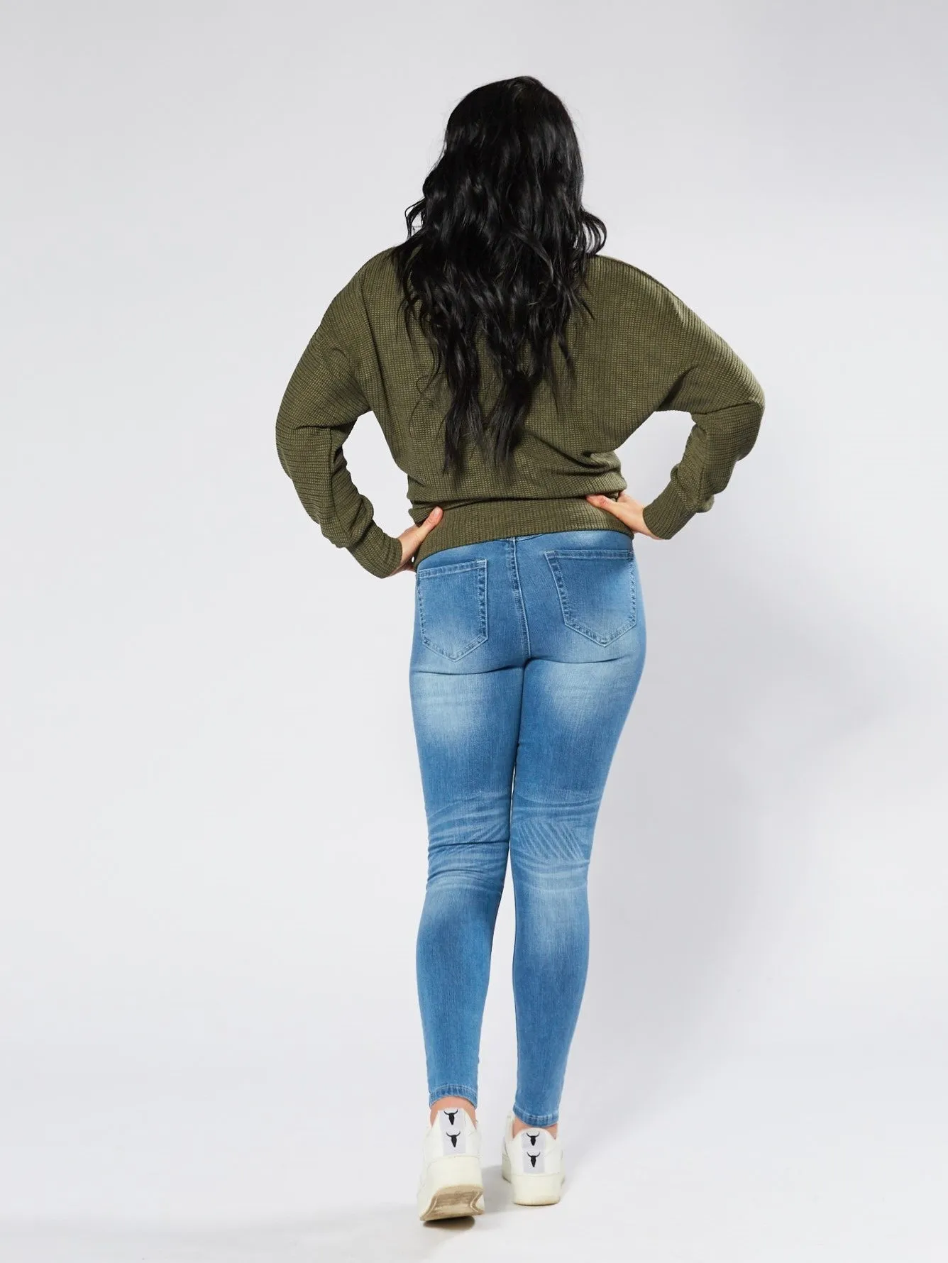 Kylie Ripped Skinny Jeans - Blue Wash