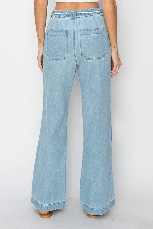 Light Denim Cotton Trousers Pants