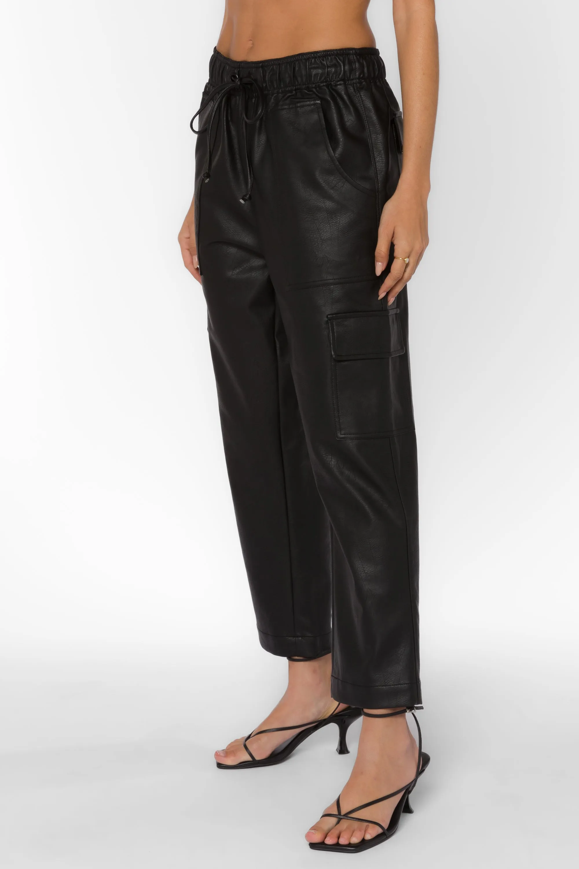 Mario Black Vegan Leather Pants