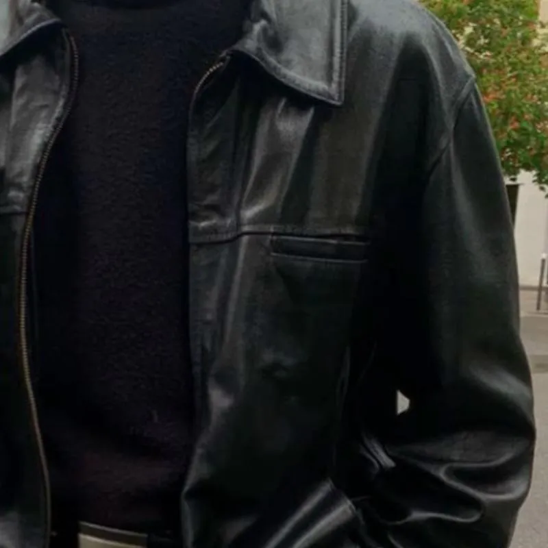Men's Classic Retro Black Vegan Leather Jacket | Eco-Friendly Materials for All Seasons