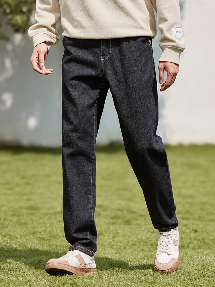 Men's denim medium blue tapered pants