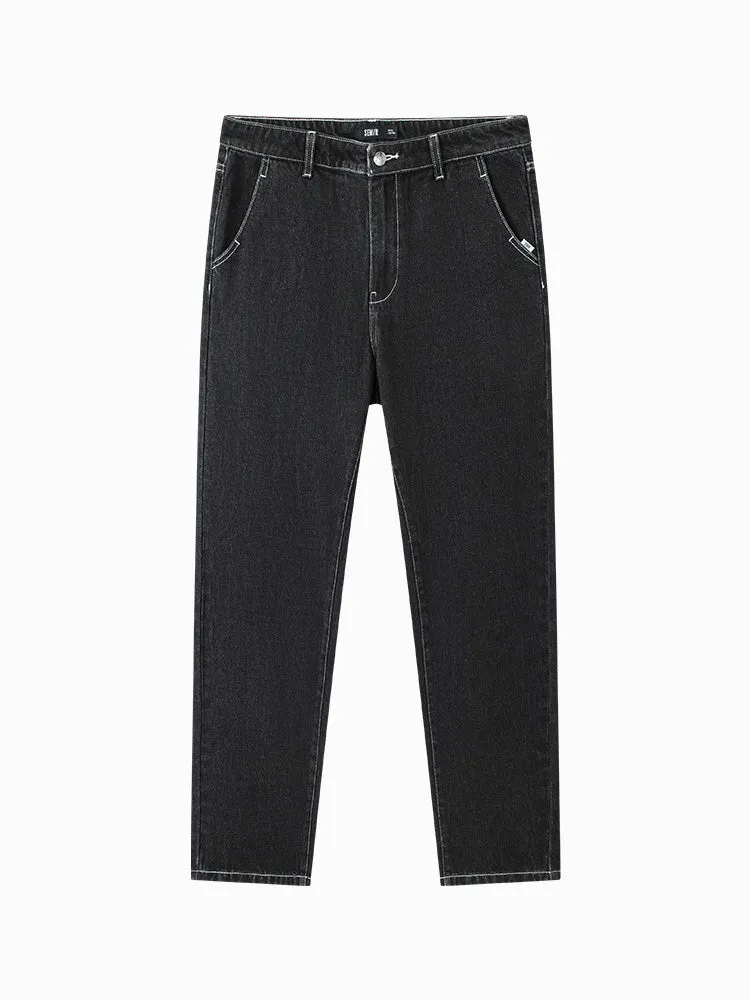 Men's denim medium blue tapered pants