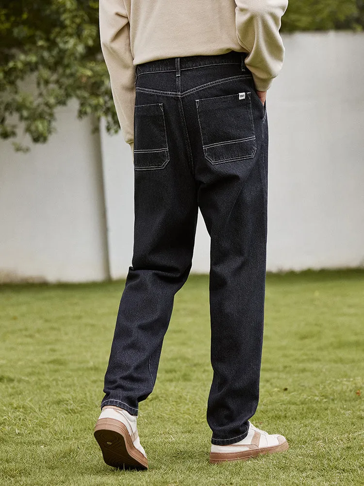 Men's denim medium blue tapered pants