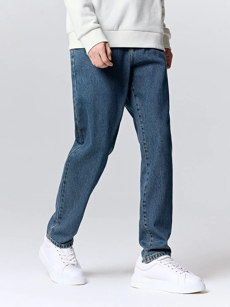 Men's denim medium blue tapered pants
