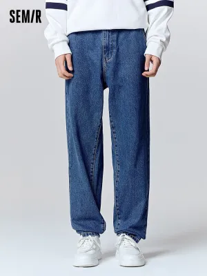 Men's denim medium blue tapered pants
