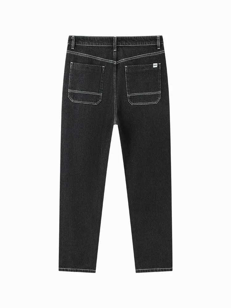 Men's denim medium blue tapered pants
