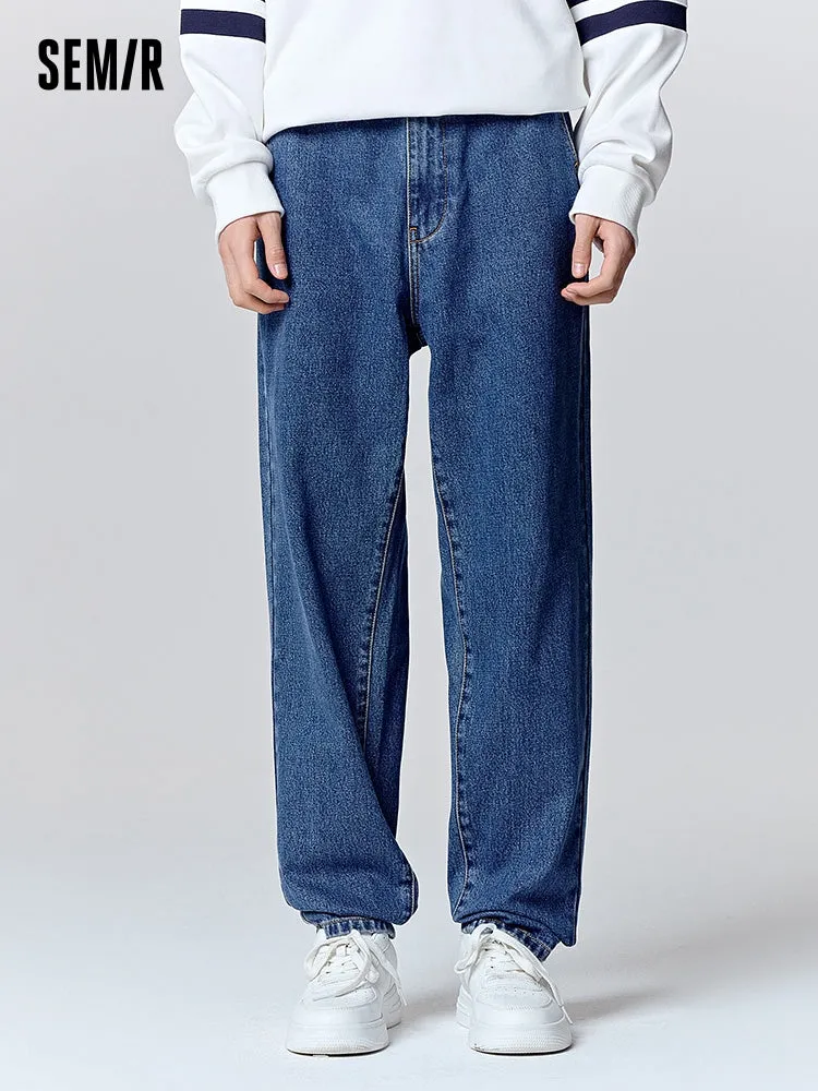 Men's denim medium blue tapered pants