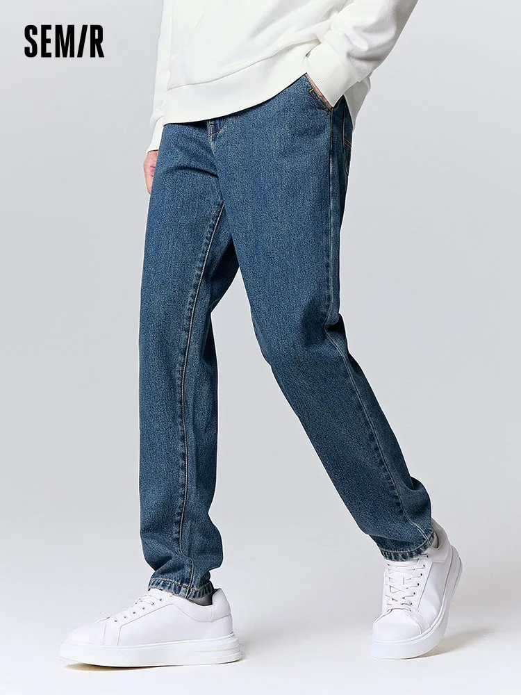 Men's denim medium blue tapered pants