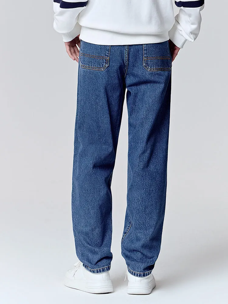 Men's denim medium blue tapered pants