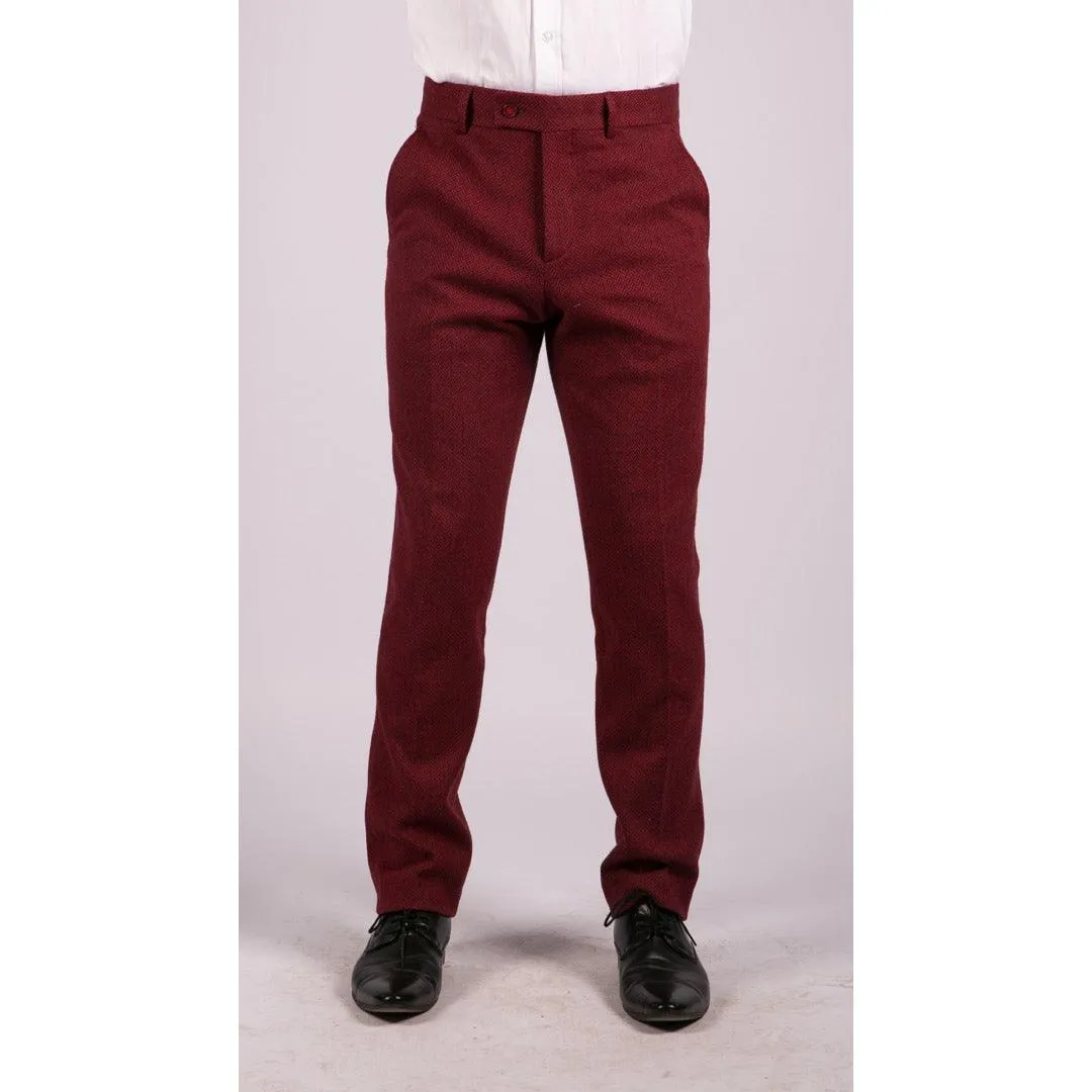 Mens Grey Charcoal Tweed Trousers Herringbone Wool Vintage Retro Blinders