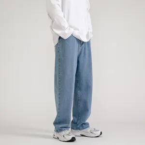 Men's Jeans Fashion Loose Straight New Casual Wide Leg Denim Pants Men Streetwear Solid Korean Hip Hop Trousers Autumn Jeans